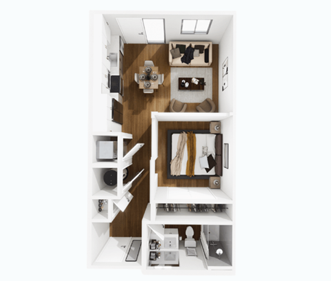 Floor plan for studio, 1 bath, 572 sqft